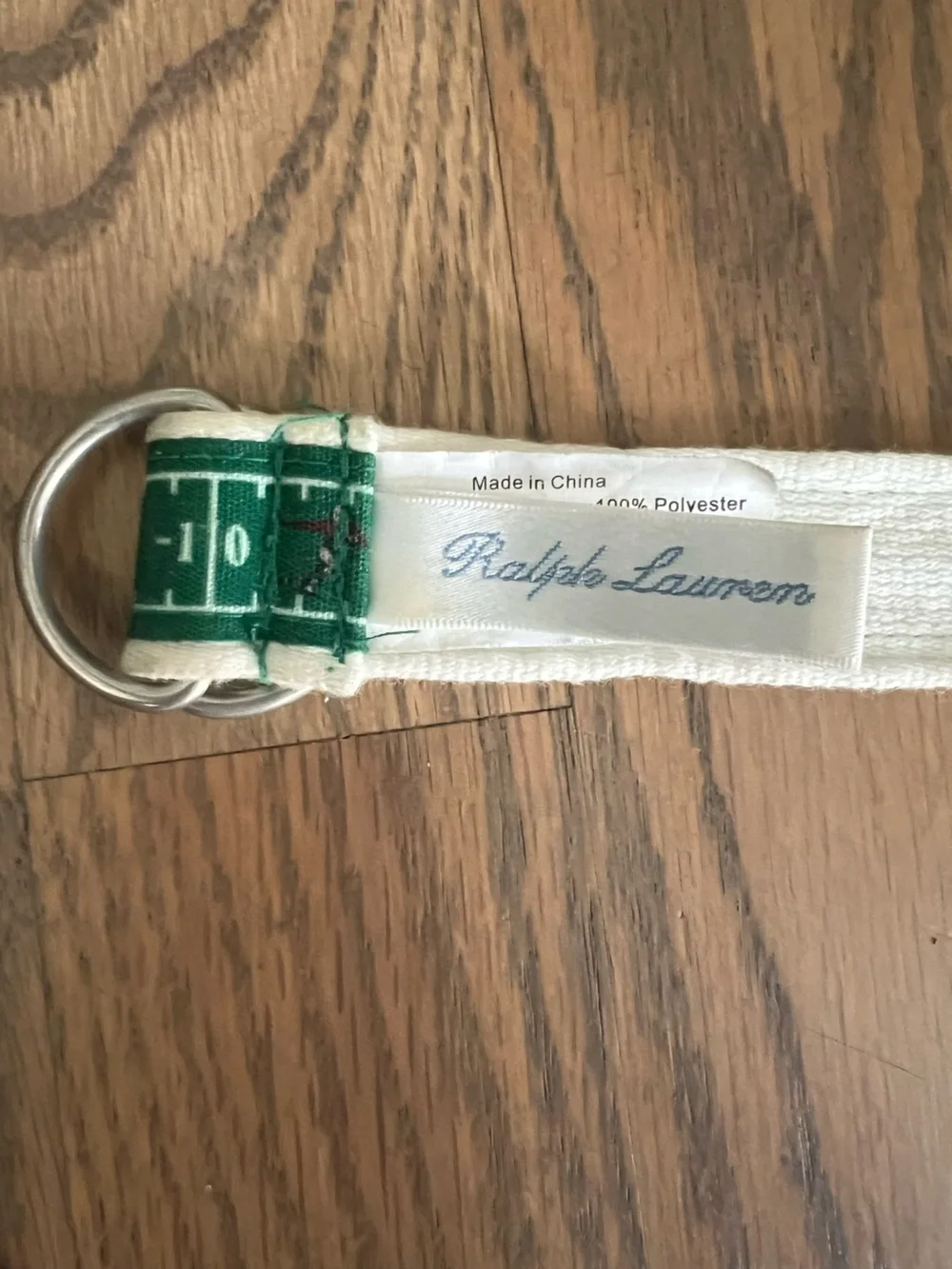 Ralph Lauren White Strap with Green Football Field Accent